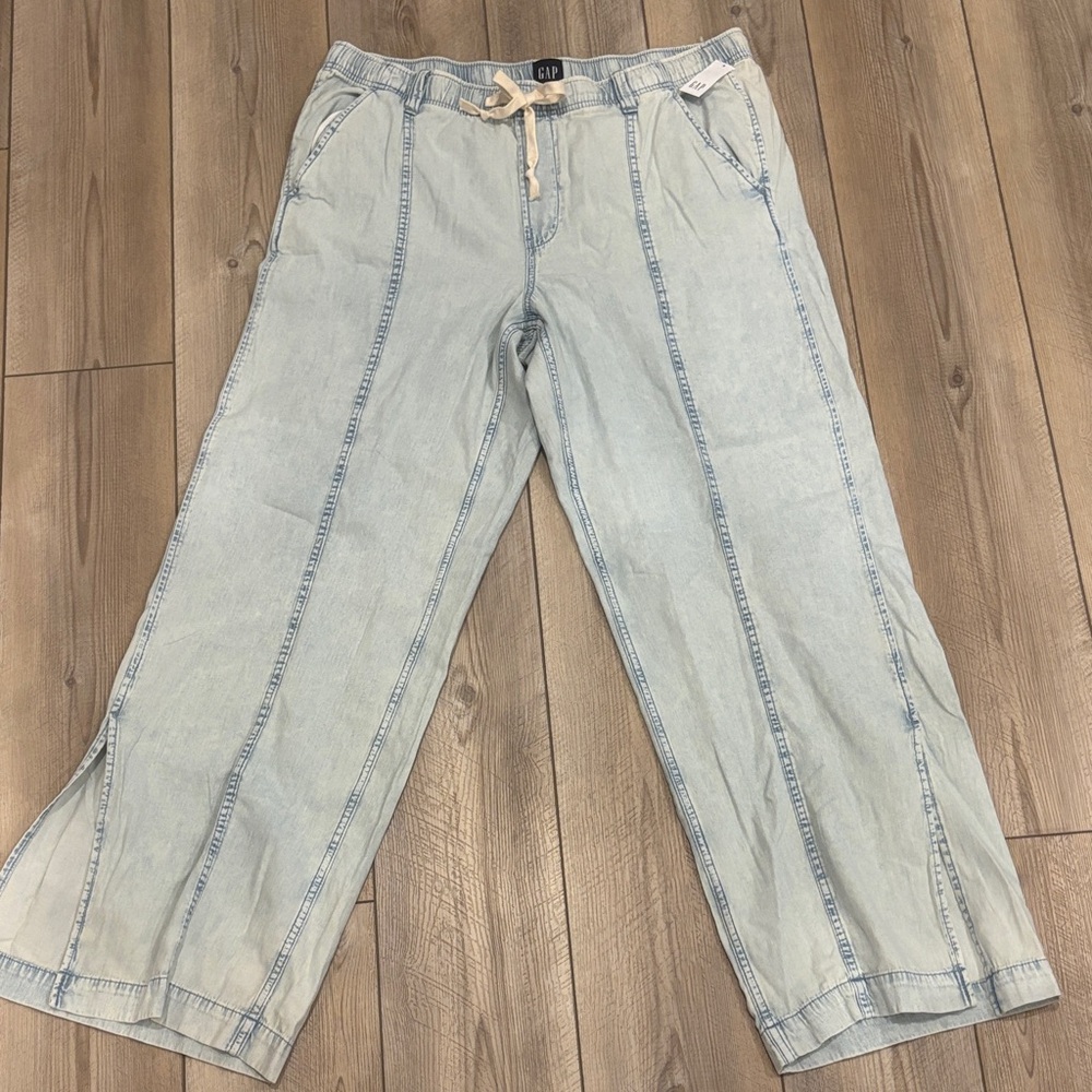 Gap drawstring Light Blue Wide-Leg Pants